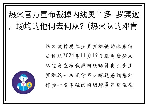 热火官方宣布裁掉内线奥兰多-罗宾逊，场均的他何去何从？(热火队的邓肯罗宾逊)